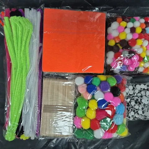 SET OF 3 BNK CRAFT PACKS TO CONTAIN PIPE CLEANERS, FELT/FABRIC BALLS, AND GOOGLY EYES, ETC