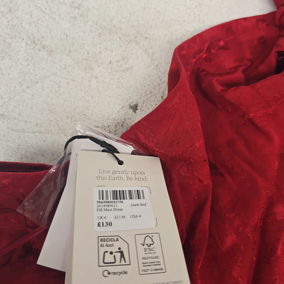 NOBODYS CHILD DARK RED FIFI MAXI DRESS UK 8