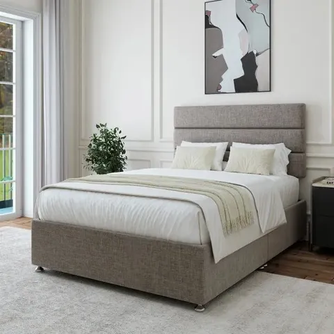 BAGGED BEDMASTER WOVEN FABRIC UNIVERSAL 2 DRAWER DIVAN BASE - SINGLE, SLATE (1 ITEM)