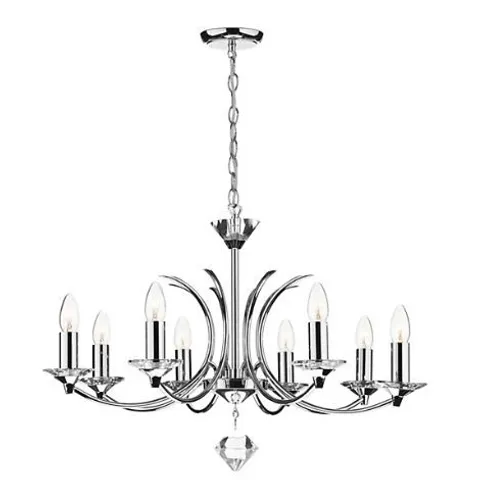 BOXED DAR MEDUSA 8 LIGHT DUAL MOUNT PENDANT POLISHED CHROME FINISH CRYSTAL DECORATION 8 X 40W SES CANDLE LAMPS MAX, LAMPS NOT INCLUDED