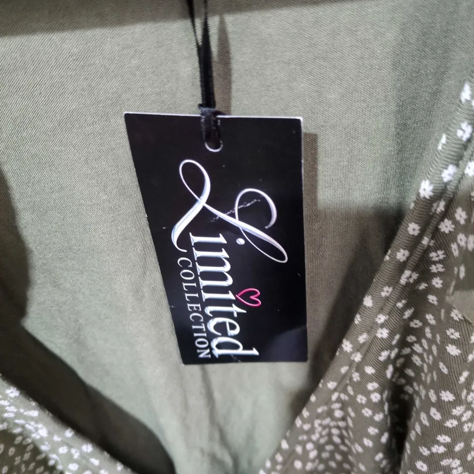 LIMITED COLLECTION OLIVE GREEN DRESS WITH WHITE DOT PRINT – UK 16