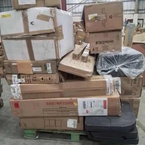 PALLET OF ASSORTED FLAT PACK PRODUCTS AND ITEMS TO INCLUDE;CLOTHES AIRER,STORAGE BOX,PARASOL BASE,CUBE STORAGE BASKET