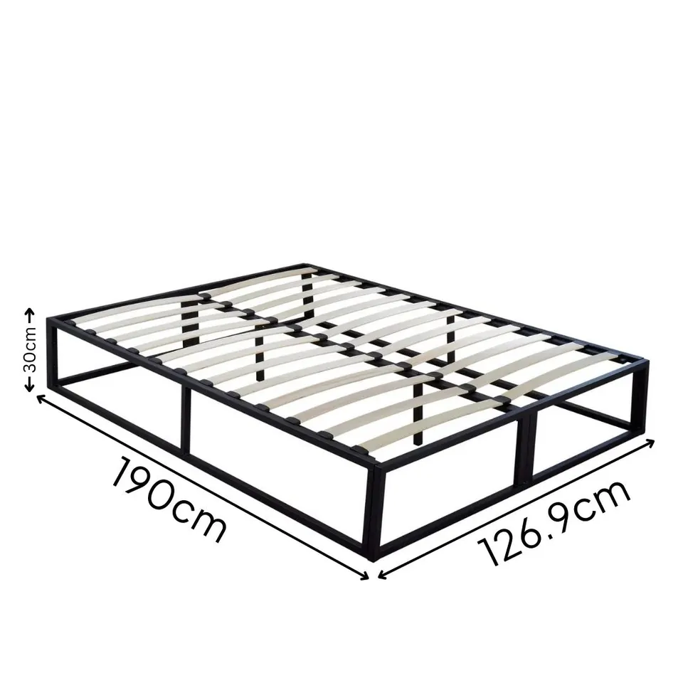 BOXED LASSEN BLACK METAL INDUSTRIAL PLATFORM BED FRAME // SIZE: 4FT6 DOUBLE (1 BOX)