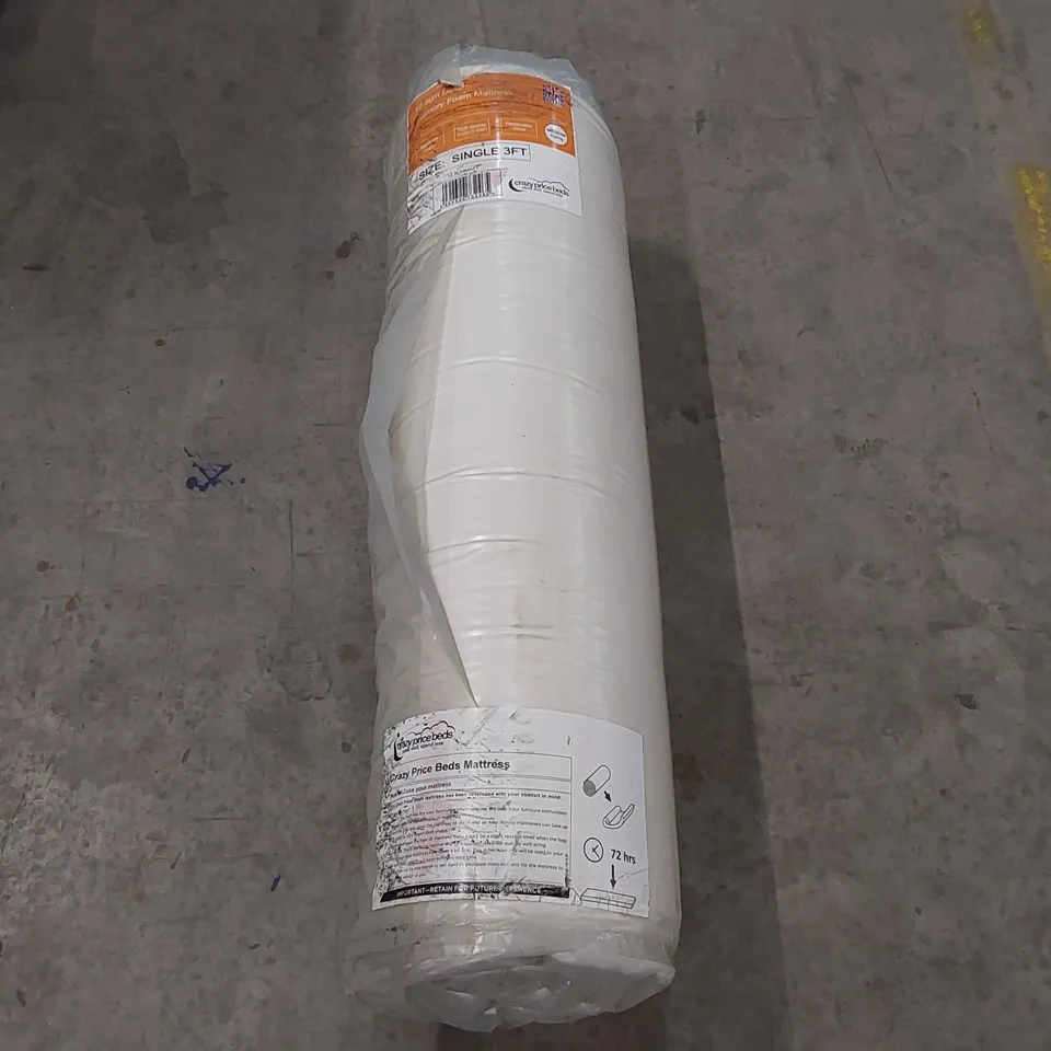 QUALITY BAGGED AND ROLLED 12.5CM DEEP MEMORY FOAM 3FT SINGLE MATTRESS 