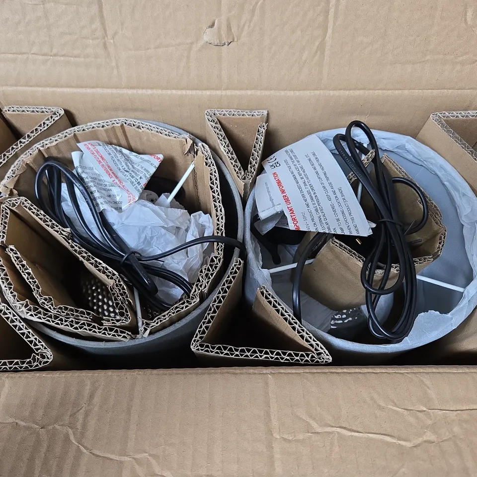 BOXED SET OF 2 HAMMER METAL TOUCH TABLE LAMPS - GREY/SILVER (1 BOX) RRP £50