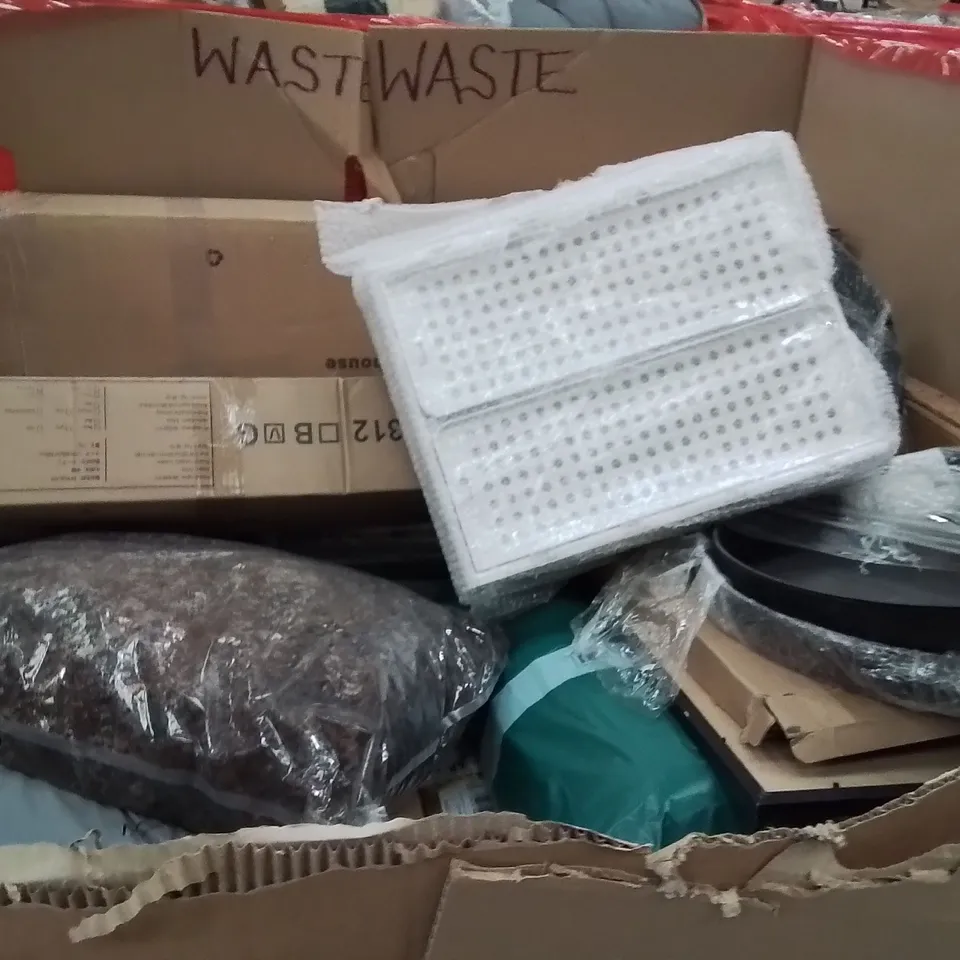 PALLET OF ASSORTED HOUSEHOLD GOODS AND PRODUCTS TO INCLUDE;PET STROLLER LARGE,YOGA MAT,LED MIRROR LIGHT