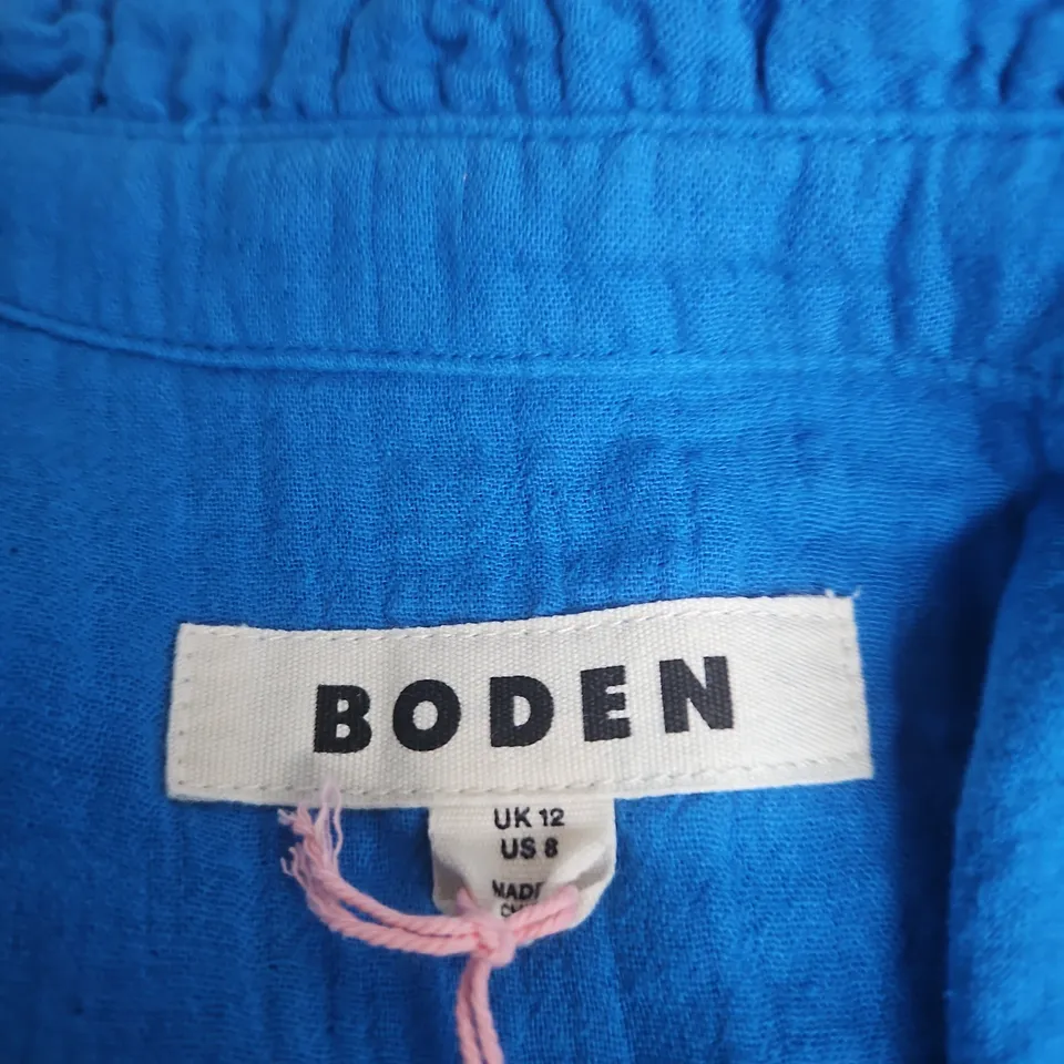 BODEN WOMEN'S BLUE BUTTON-FRONT BLOUSE, UK 12 (US 8)