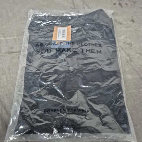 CHARLES TYRWHITT BLACK SHORT-SLEEVE JERSEY POLO SHIRT – XL