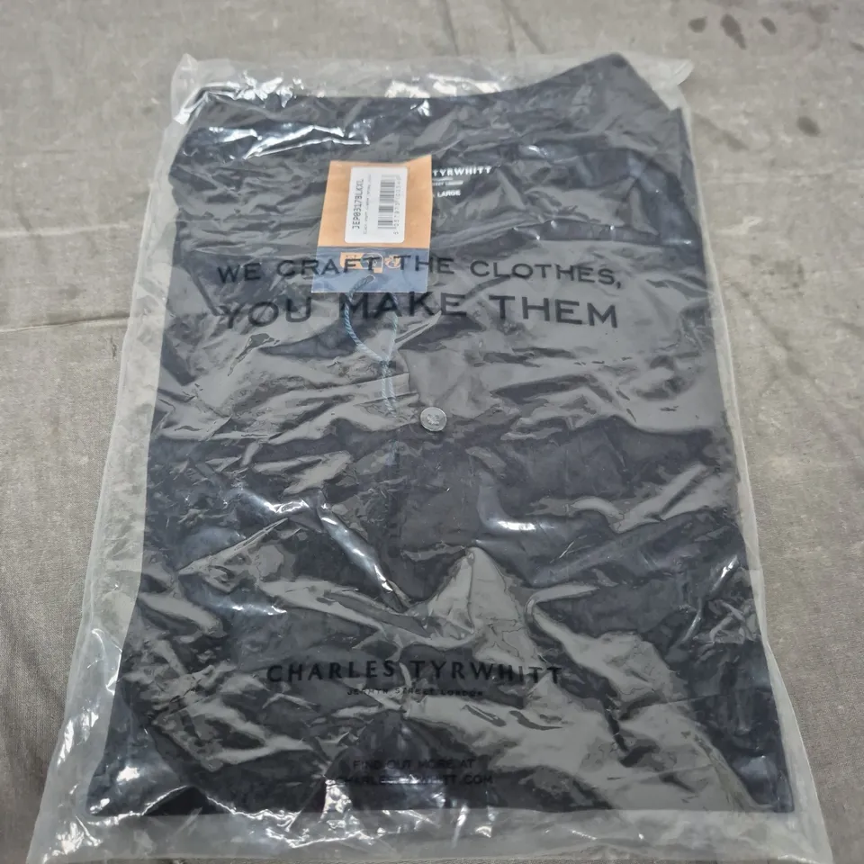 CHARLES TYRWHITT BLACK SHORT-SLEEVE JERSEY POLO SHIRT – XL