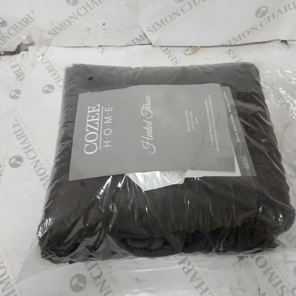  COZEE HOME HEATED BLANKET IN CHARCOAL 