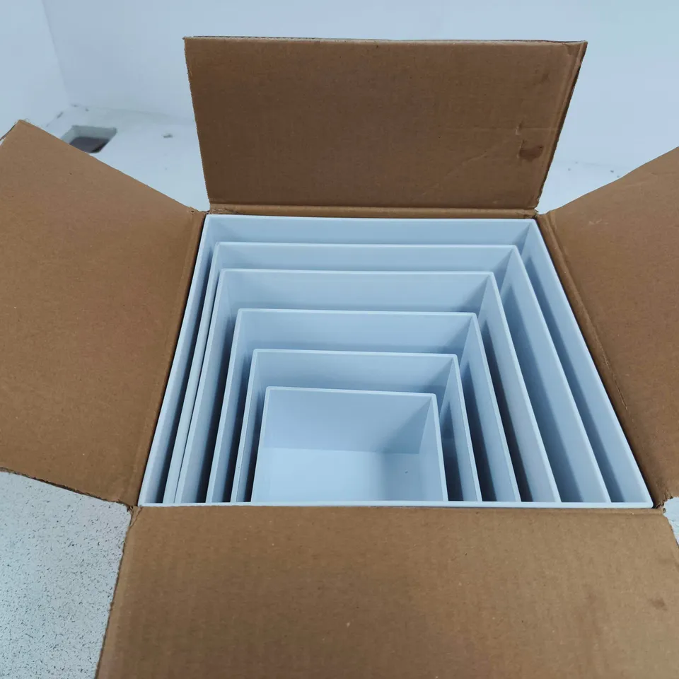 SET OF 7 WHITE NESTING STORAGE CUBES