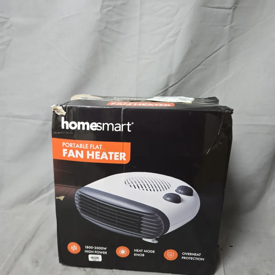 HOMESMART PORTABLE FLAT FAN HEATER – BOXED