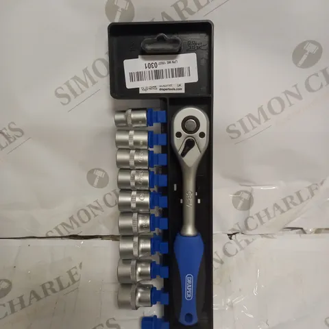 DRAPER SQUARE DRIVE METRIC SOCKET AND RATCHET 12 PIECES SET, 3/8" LENGTH , BLUE