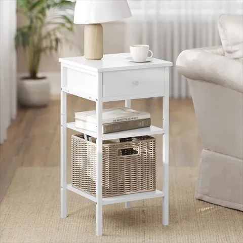 BOXED MAE 1-DRAWER BEDSIDE TABLE - WHITE (1 BOX)