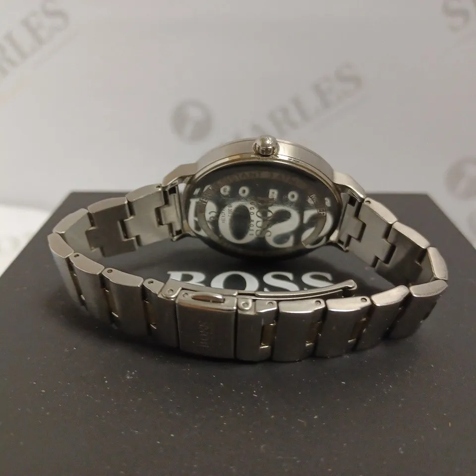 HUGO BOSS SILVER WATCH WITH GOLD EFFECT FACE AND BRACELET STRAP