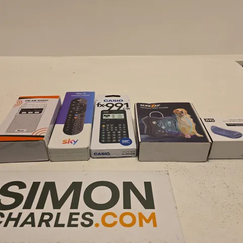 TOTE OF APPROXIMATELY 10 ASSORTED ITEMS TO INCLUDE ANTI SNORING DEVICE, CASIO CALCULATOR, SKY Q REMOTE CONTROL, FM/AM RADIO ETC