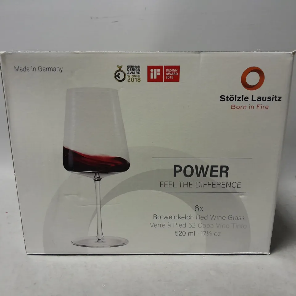 BOXED STOLZLE LAUSITZ POWER RED WINE GLASSES 6X