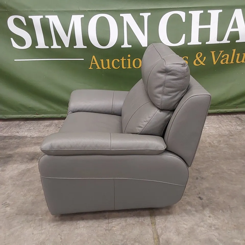 QUALITY DESIGNER ITALIAN MADE PATRIZIO ELECTRIC RECLINER ARMCHAIR IN ANTHRACITE GREY LEATHER 