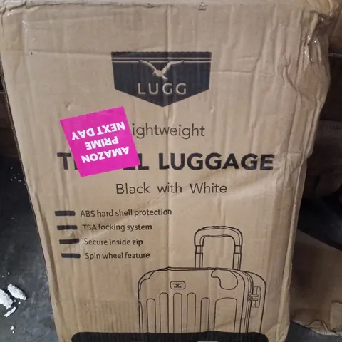 BOXED LUGG LIGHTWEIGHT TRAVEL SUITCASE - BLACK WITH WHITE