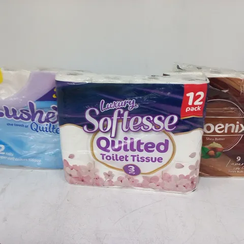 LOT OF 10 MULTIPACKS OF TOILET TISSUE TO INCLUDE SOFTESSE, SERENITY AND PHOENIX