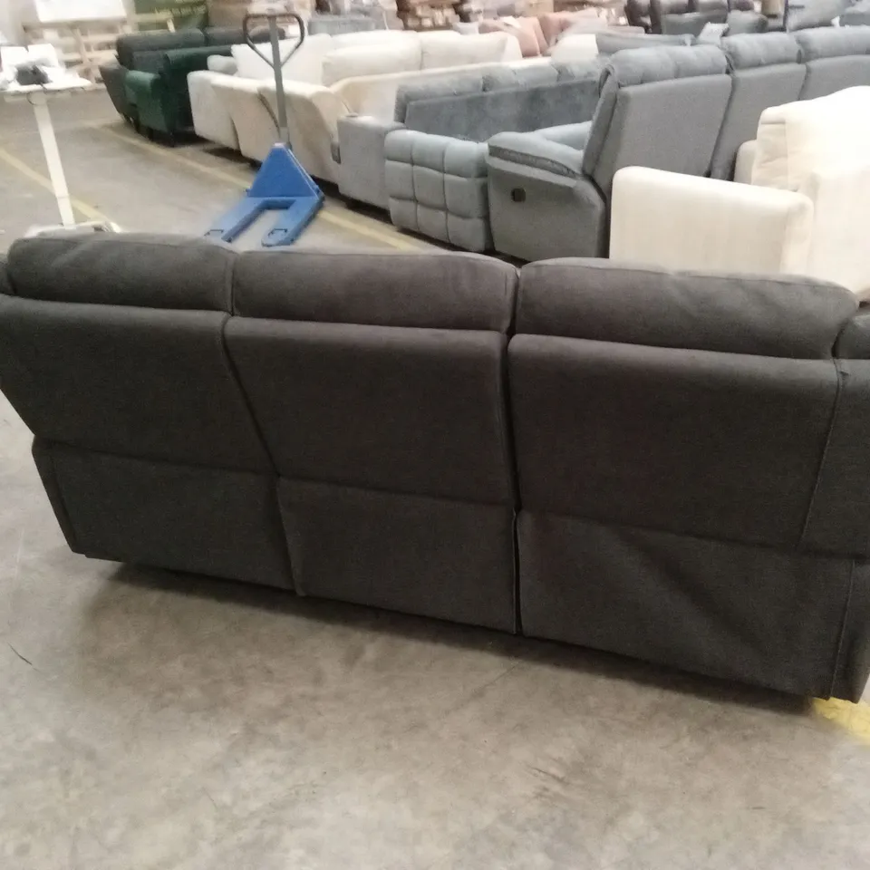 ALBION FABRIC 3 SEATER HIGH BACK MANUAL RECLINER SOFA - CHARCOAL RRP £749
