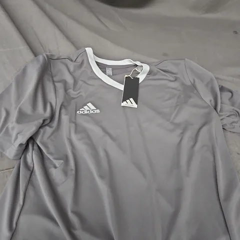 ADIDAS GREY POLO SHIRT WITH WHITE COLLAR – SIZE L