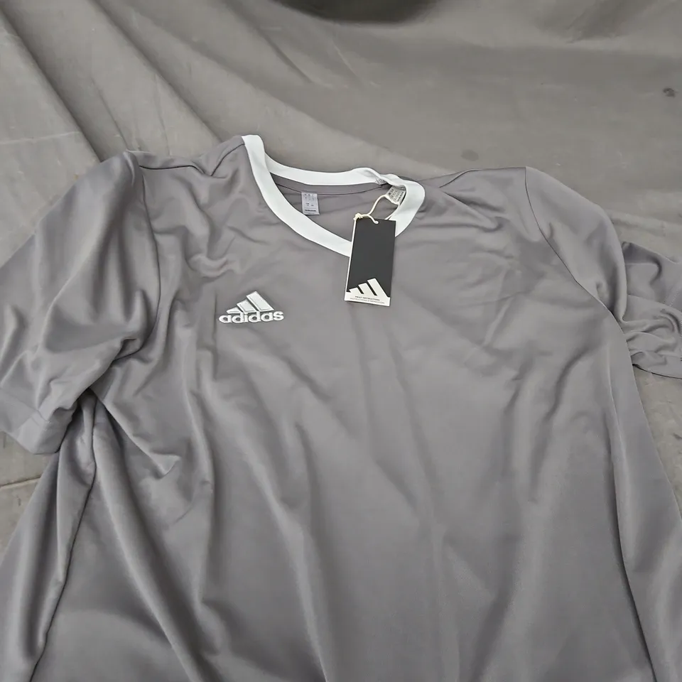 ADIDAS GREY POLO SHIRT WITH WHITE COLLAR – SIZE L