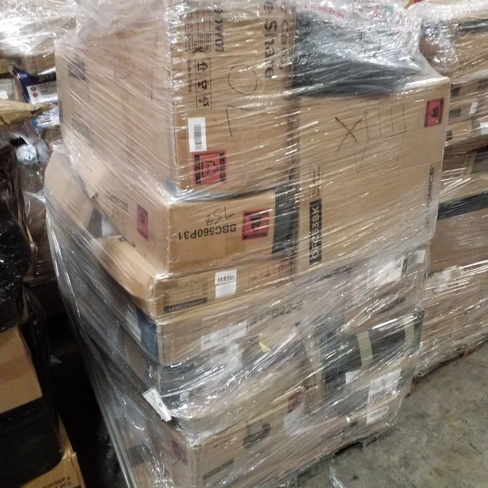 PALLET CONTAINING ASSORTED PRODUCTS INCLUDING FILE CABINET, END TABLE & STANDING DESK