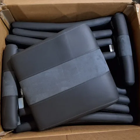 BOXED SET OF 8 DINING CHAIRS - DARK GREY FAUX LEATHER/SUEDE (2 BOXES)