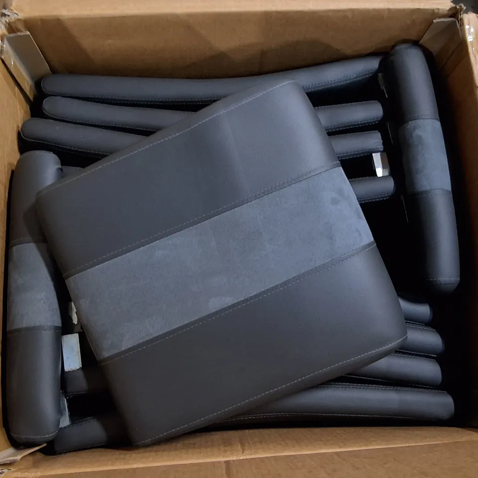 BOXED SET OF 8 DINING CHAIRS - DARK GREY FAUX LEATHER/SUEDE (2 BOXES)