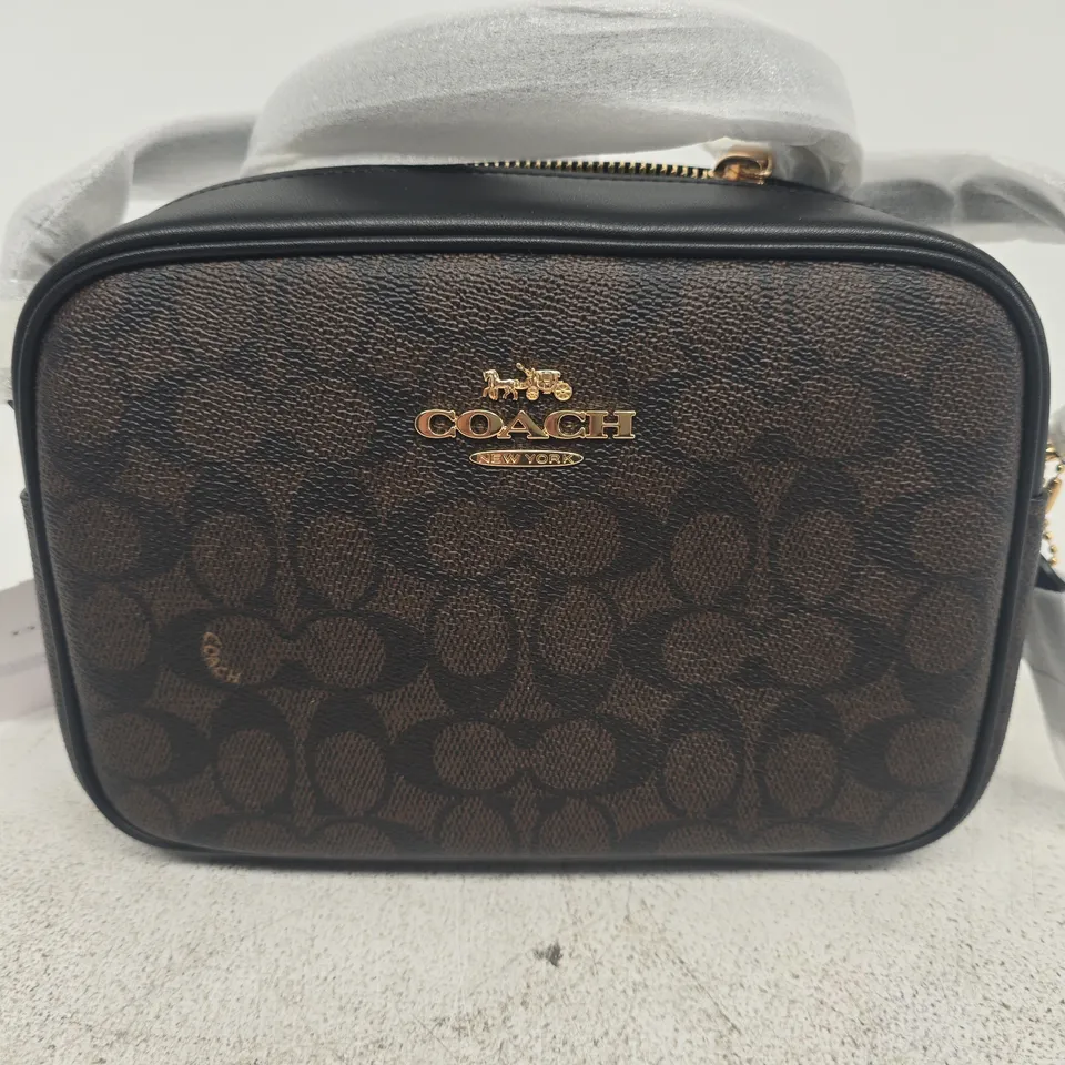 COACH BROWN SIGNATURE CANVAS CROSSBODY BAG