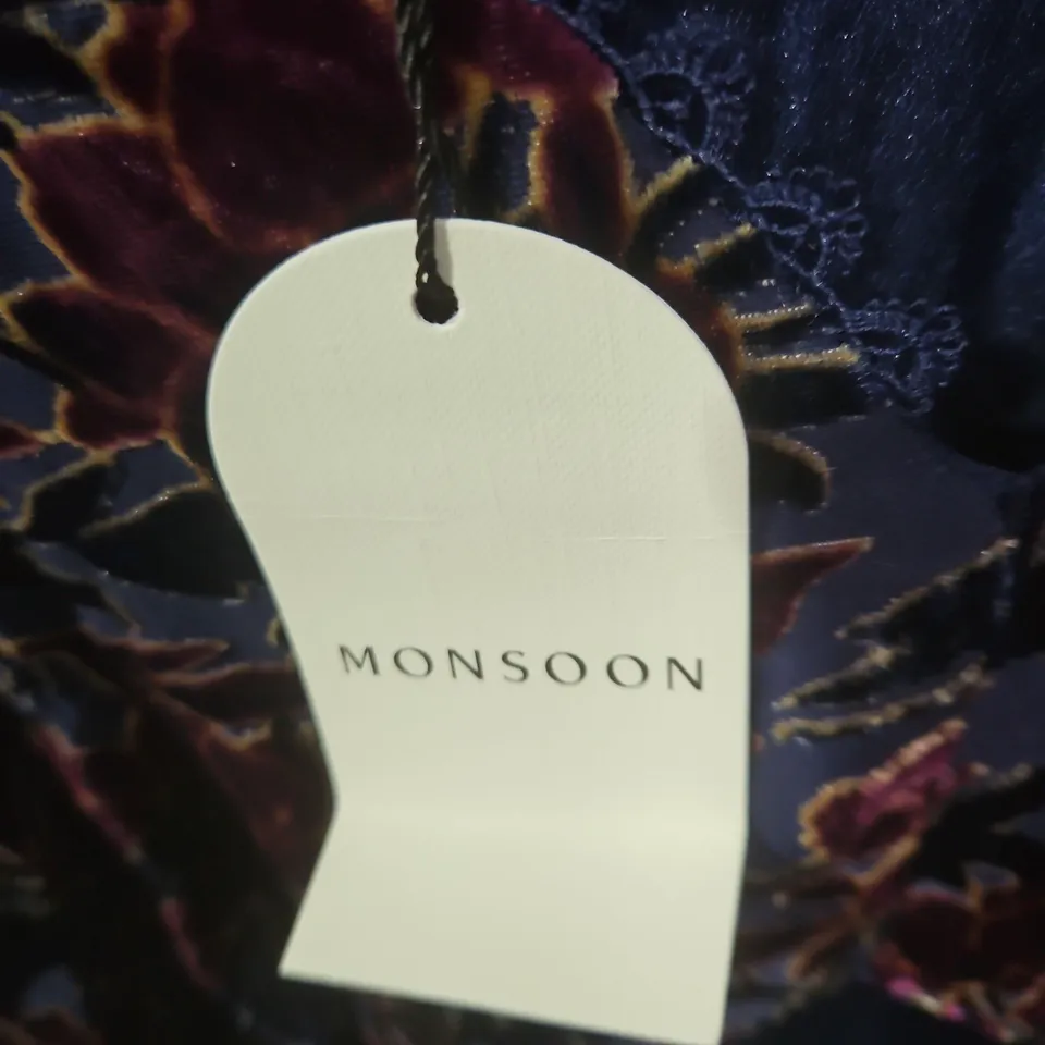 MONSOON WOMEN'S FLORAL VELVET MAXI DRESS - UK 20