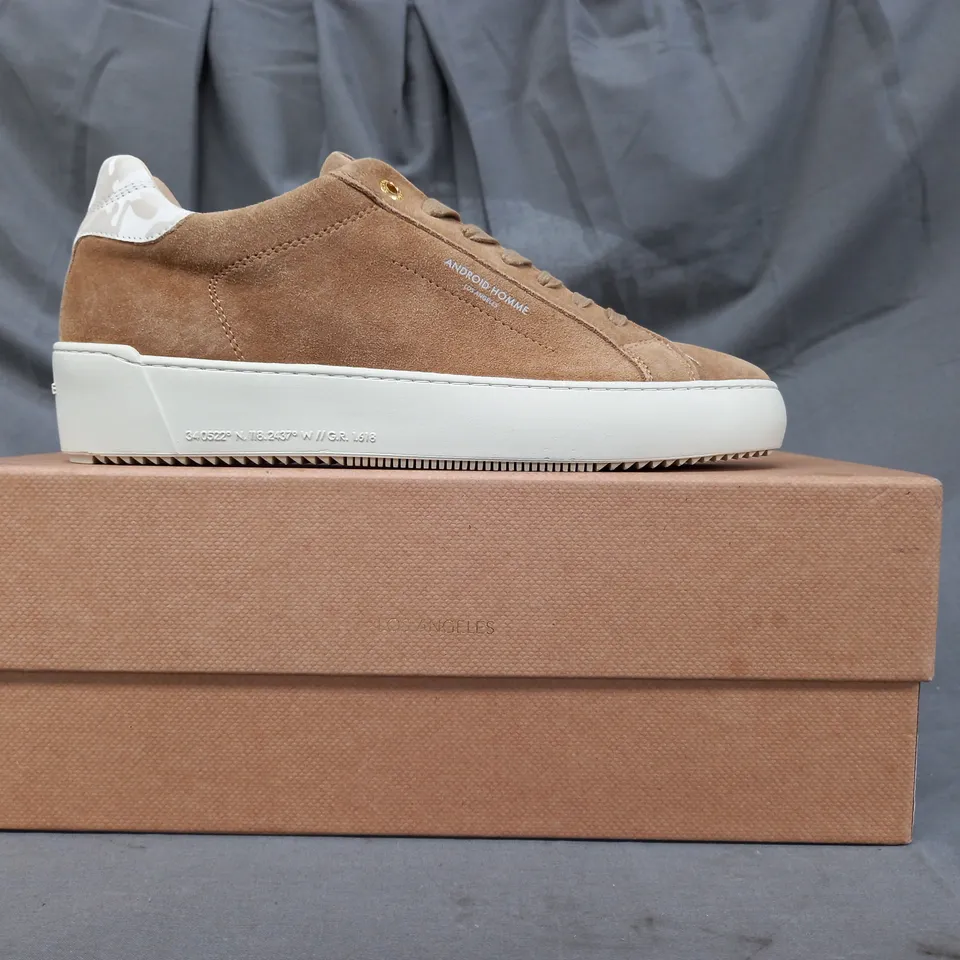 BOXED PAIR OF ANDROID HOMME SHOES IN TAN UK SIZE 8