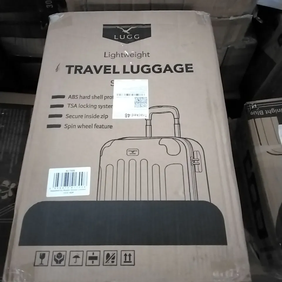 BOXED LUGG LIGHTWEIGHT TRAVEL LUGGAGE SUITCASE - SILVER 