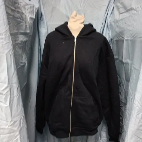ARNE NAVY RELAXED ZIP-THROUGH HOODIE, SIZE S