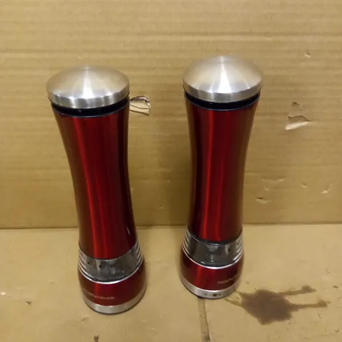 MORPHY RICHARDS ACCENTS ELECTRONIC SALT AND PEPPER MILL - RED