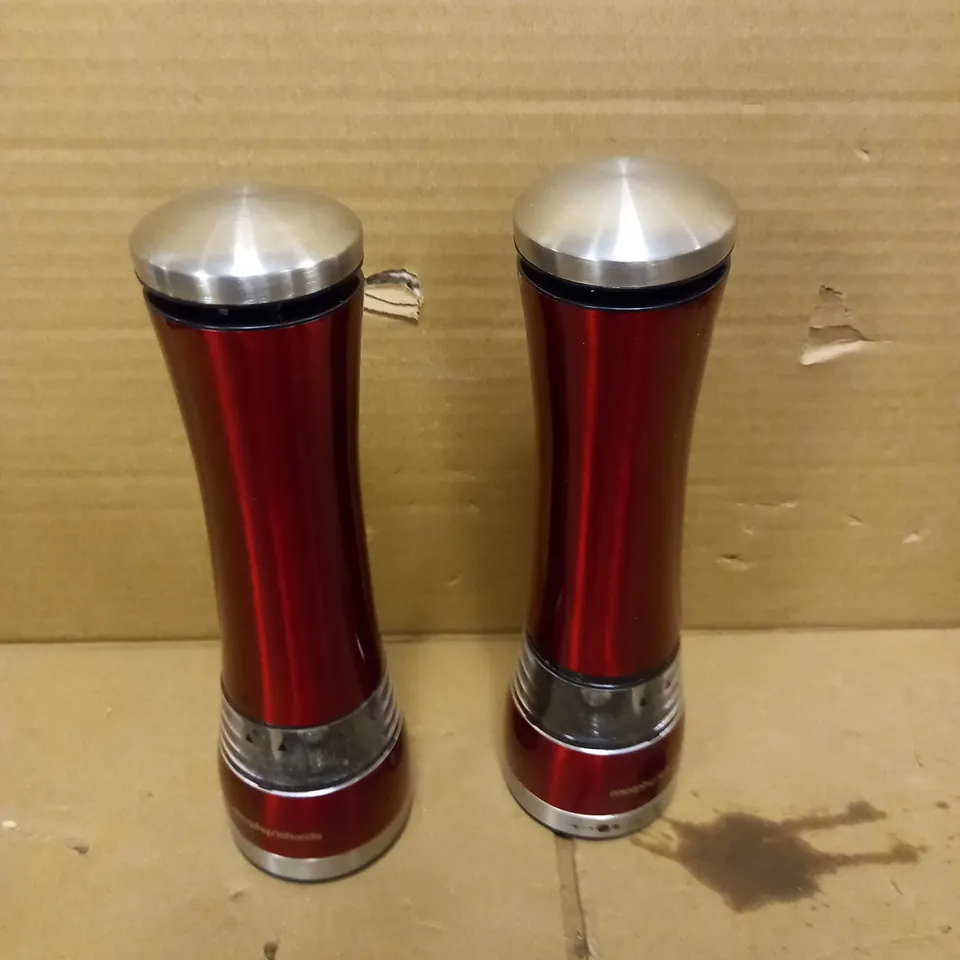 MORPHY RICHARDS ACCENTS ELECTRONIC SALT AND PEPPER MILL - RED