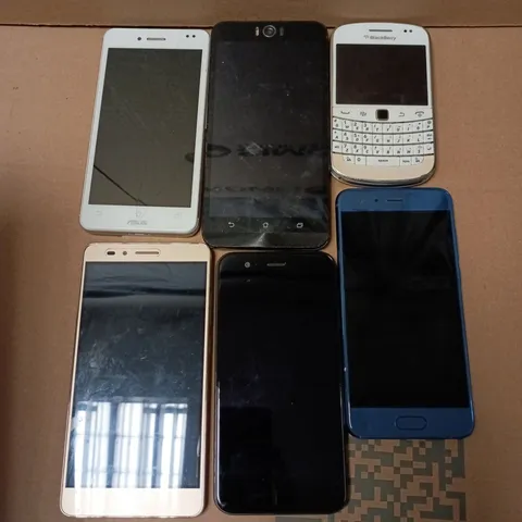 APPROXIMATELY 10 ASSORTED USED PHONES AND PHONE PARTS TO INCLUDE HONOR, BLACKBERRY, ASUS, ETC