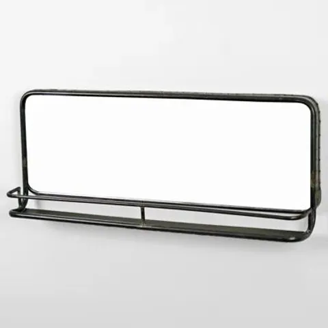 BOXED HAYGARDEN METAL FLAT WALL MIRROR WITH SHELVES (1 BOX)