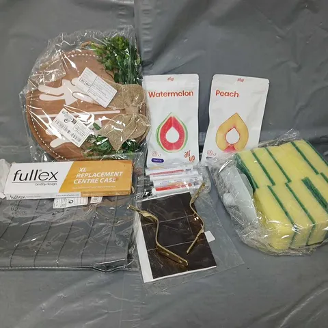 APPROXIMATELY 12 ASSORTED HOUSEHOLD ITEMS TO INCLUDE AIRUP PODS, SPONGES, CERAMIC TILE MARKER, ETC