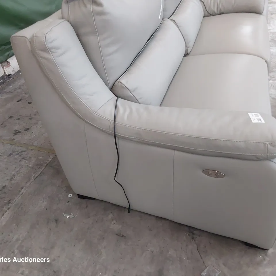 QUALITY ITALIAN DESIGNER DEGANO POWER RECLINING THREE SEATER SOFA GREY LEATHER 