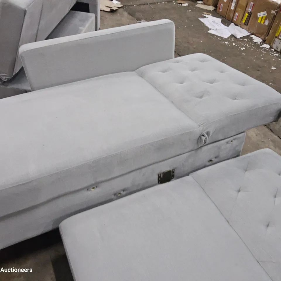 DESIGNER CHAISE BED SETTEE GREY FABRIC 