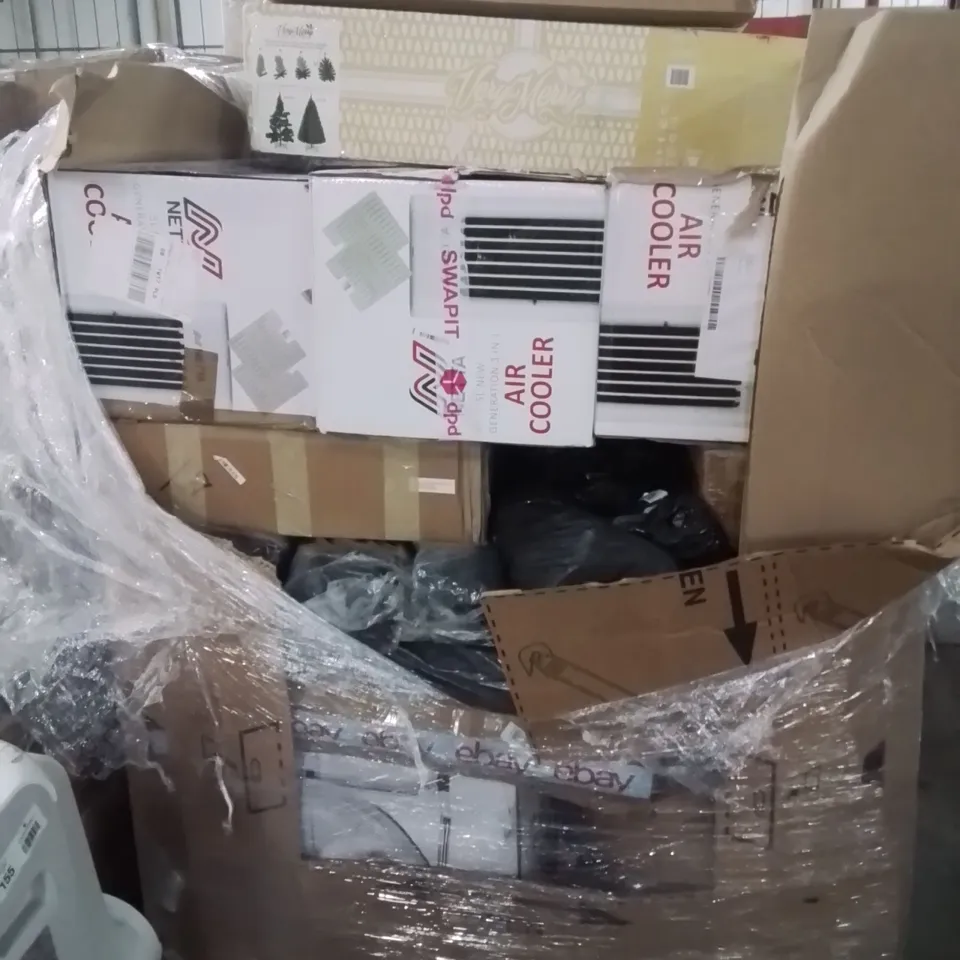 MIXED PALLET CONTAINING AIR COOLERS, CHRISTMAS TREE, HEDGE TRIMMERS ECT. 