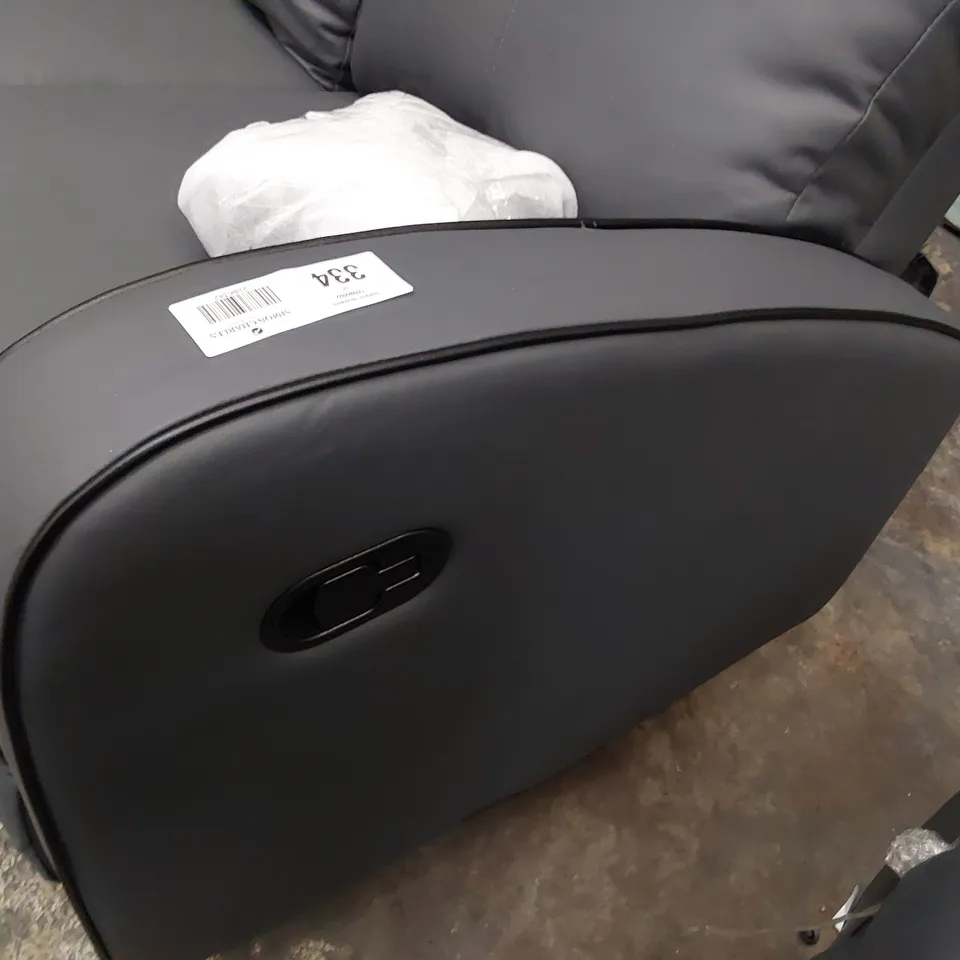 BOXED DESIGNER ASHBY GREY FAUX LEATHER MANUAL RECLINING THREE SEATER SOFA 