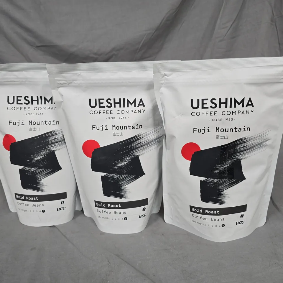 LOT OF 3 UESHIMA FUJI MOUNTAIN BOLD ROAST COFFEE BEANS 