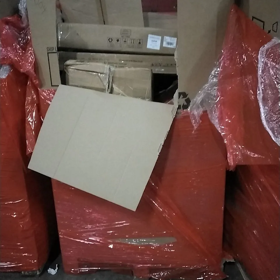 PALLET OF HOUSEHOLD ITEMS TO INCLUDE TOILET ROLLS,KITCHEN ROLLS, CHRISTMAS TREE, CAT CLIMBING FRAME AND OTHER ASSORTED ITEMS...