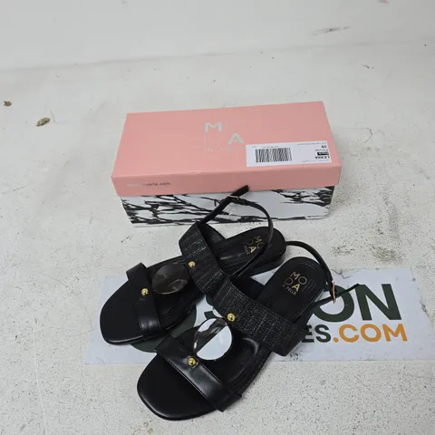 UK 6 MODA IN PELLE LEXIA BLACK PORVAIR FLAT SANDALS – PAIR (EU 39)