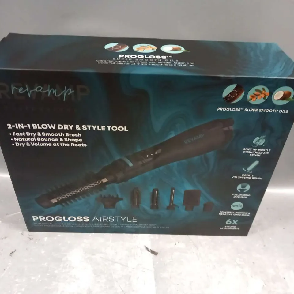 BOXED REVAMP PROFESSIONAL PROGLOSS 1200W AIRSTYLE 2-IN-1 BLOW DRY & STYLE TOOL DR-1250A-GB