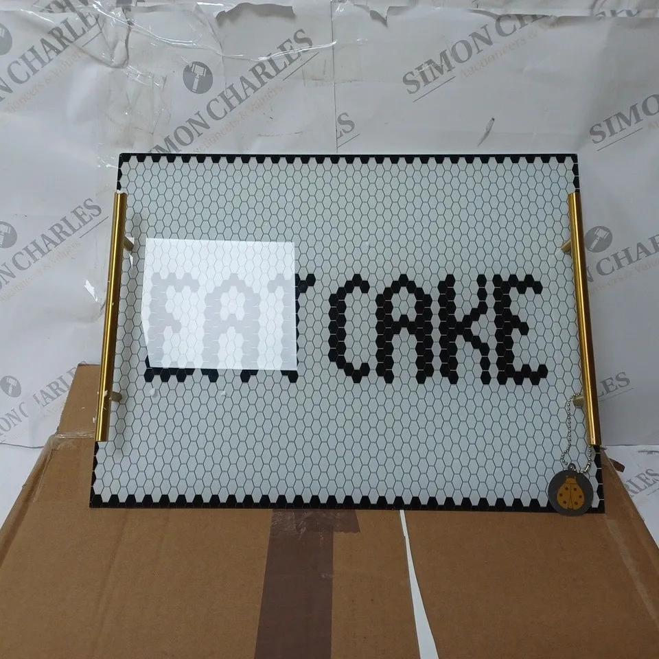 BOXED BEE TRAY IN BLACK, WHITE AND GOLD 