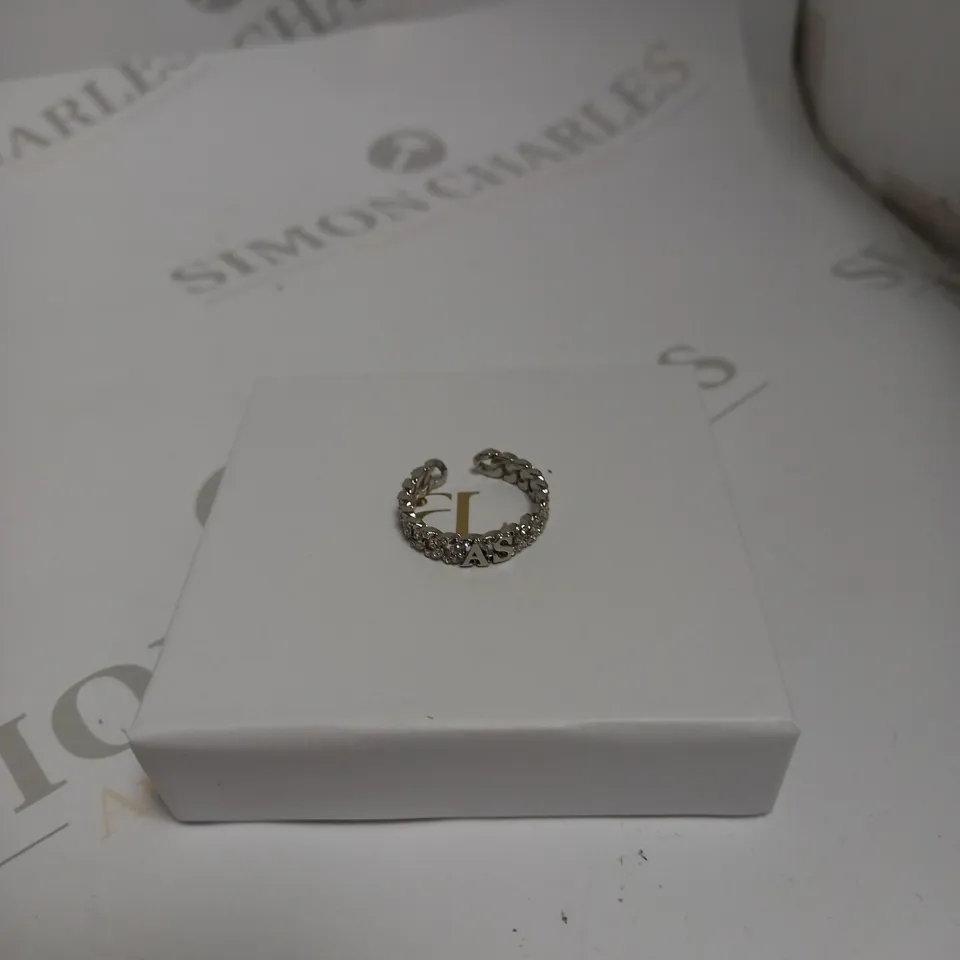 ABBOTT LYON SILVER STONED PERSONALISED 'AS' RING 